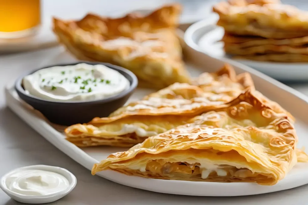 Cheese-filled burek with golden crust