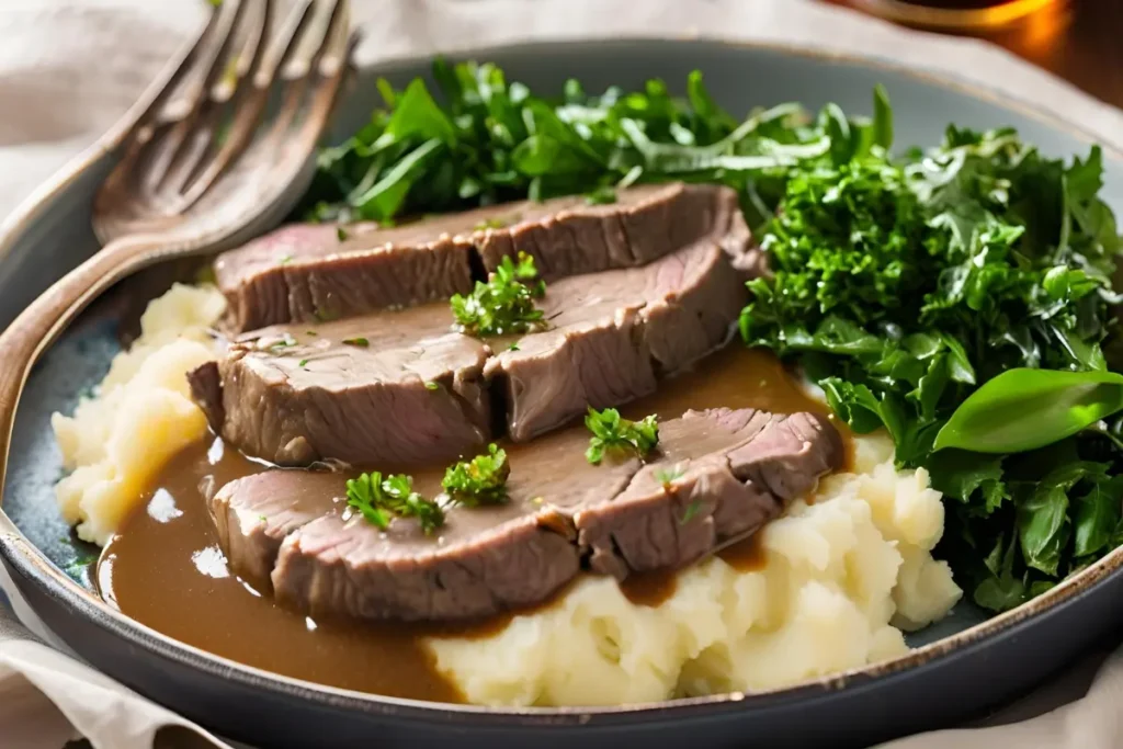 Braised bottom round steak dish	