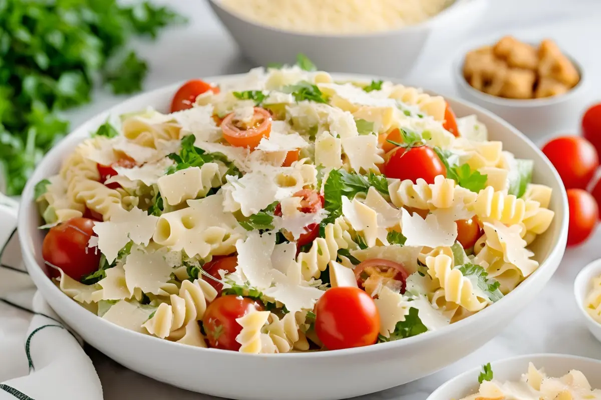 Caesar pasta salad bowl