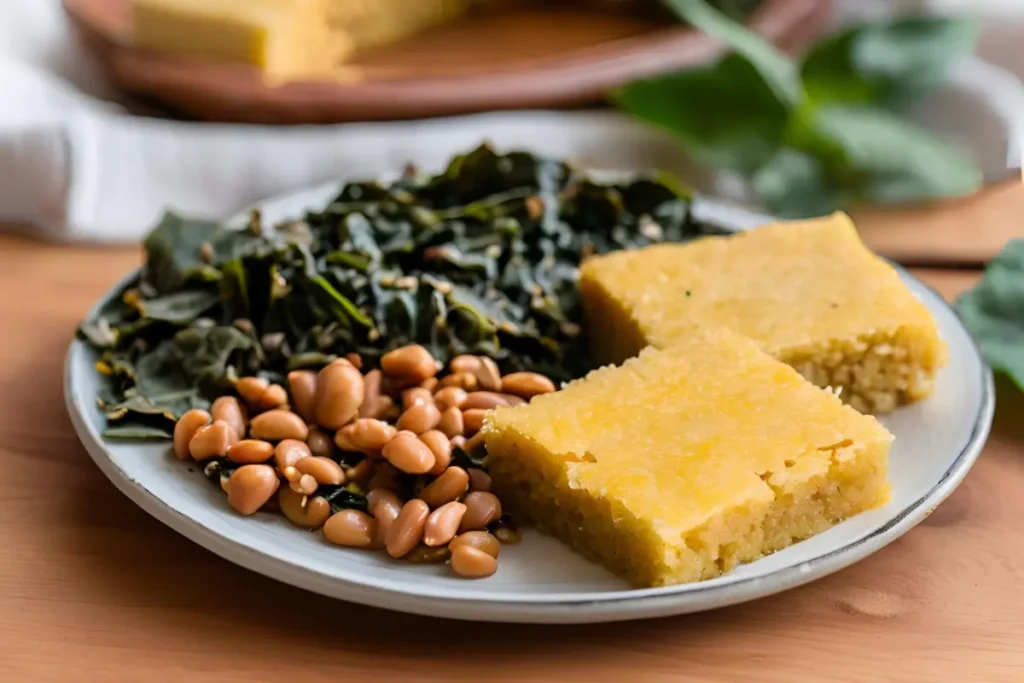 Cornbread served with collard greens	