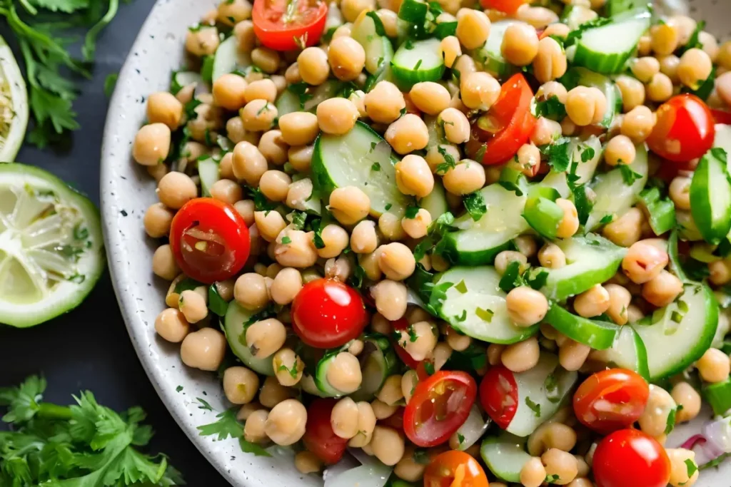 Mediterranean bean salad on a plate	