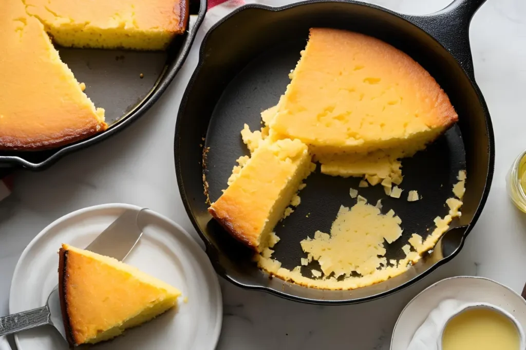 Cornbread in cast iron skillet	