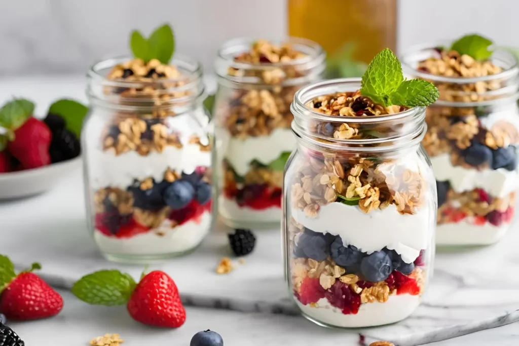 Cottage cheese parfait dessert	