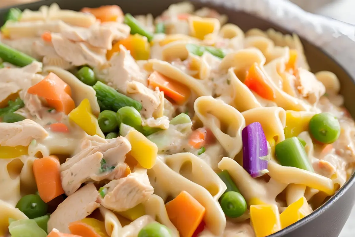 Creamy Chicken Pot Pie Pasta Dish