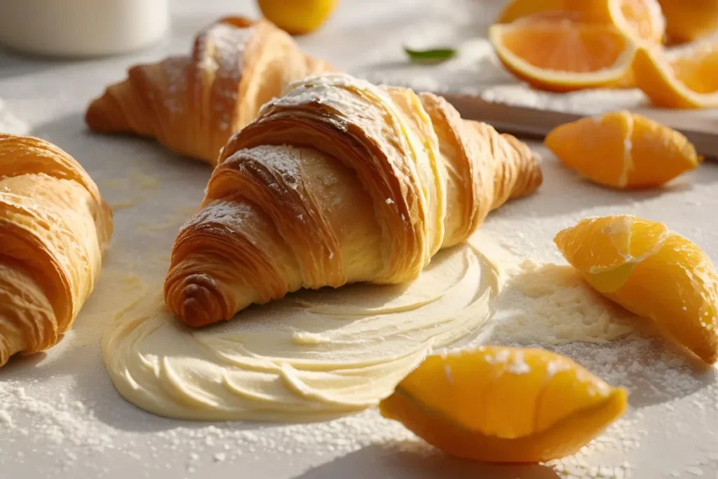 "Croissant dough with citrus zest"	