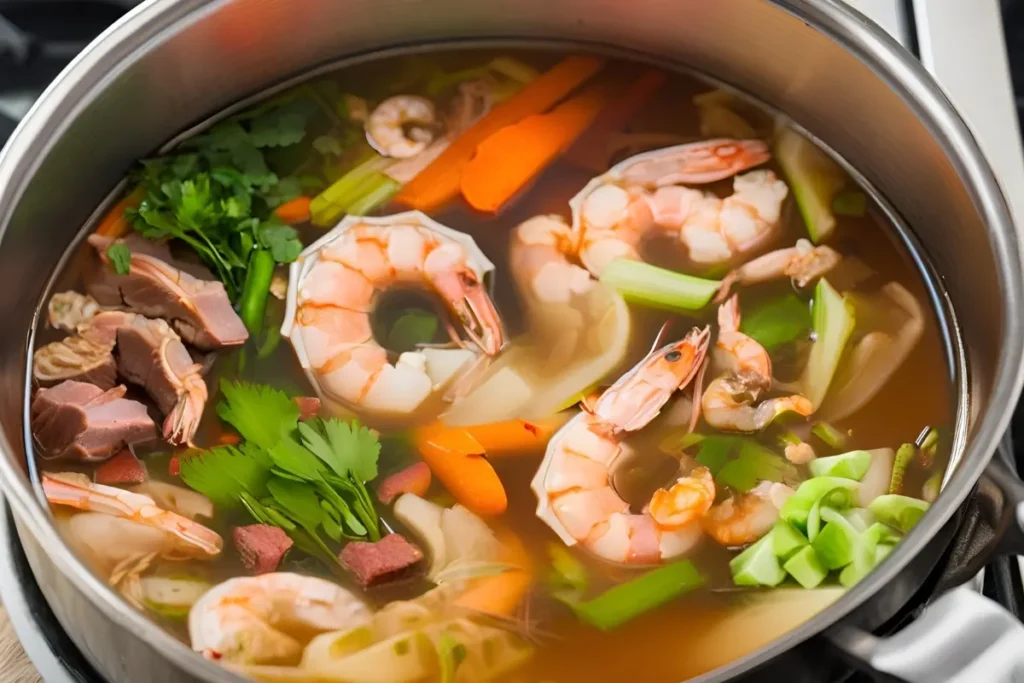 "Cooking Filipino sour soup"	