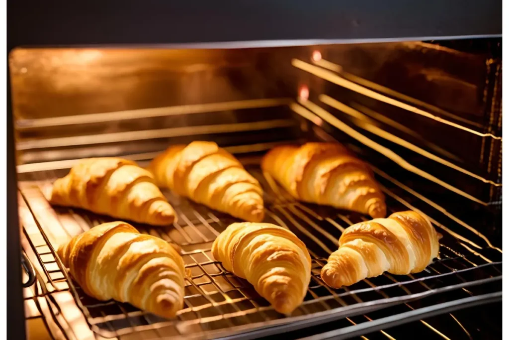 "Croissants baking in the oven"	