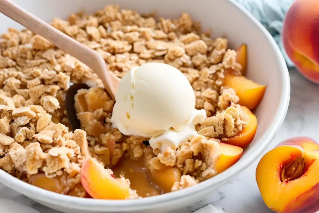 Peach Crumble with Ice Cream	