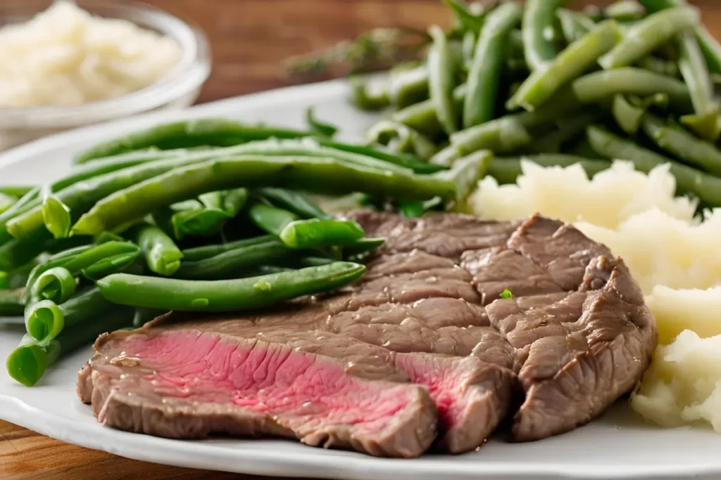 "Perfectly cooked round steak"