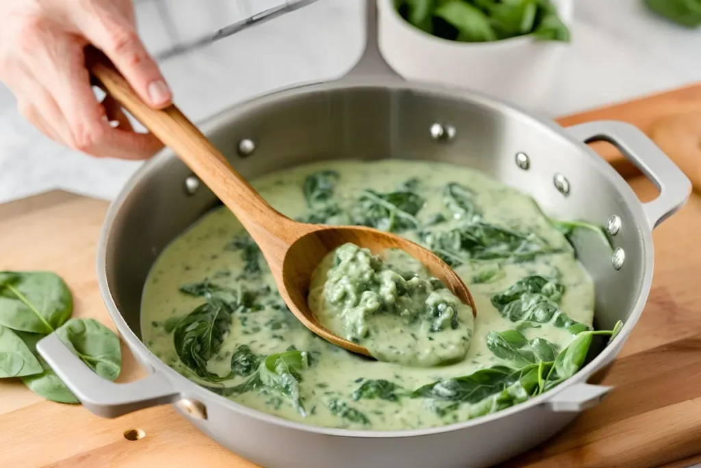 Preparing Spinach Ravioli Sauce	