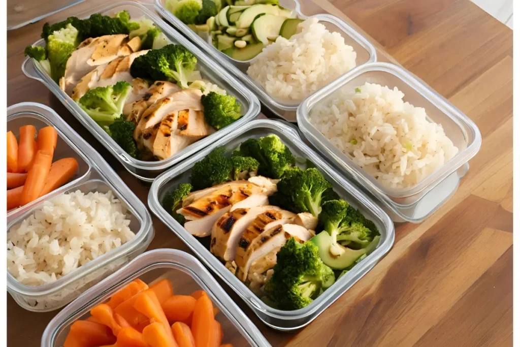 Grilled chicken and rice meal prep	