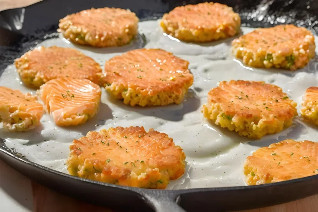 Cooking Salmon Patties in a Skillet	