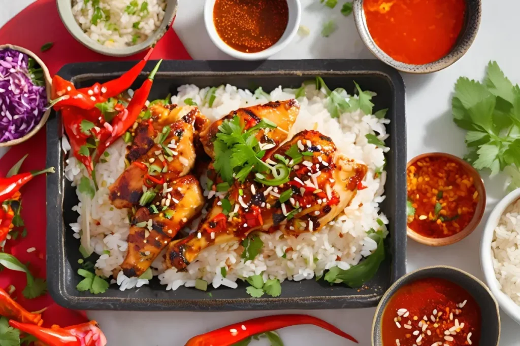 Spicy sauces for chicken and rice	