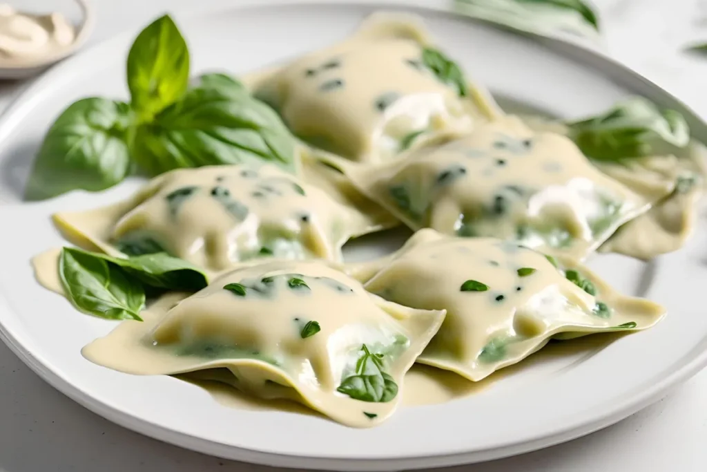 Spinach Ravioli Sauce Dish