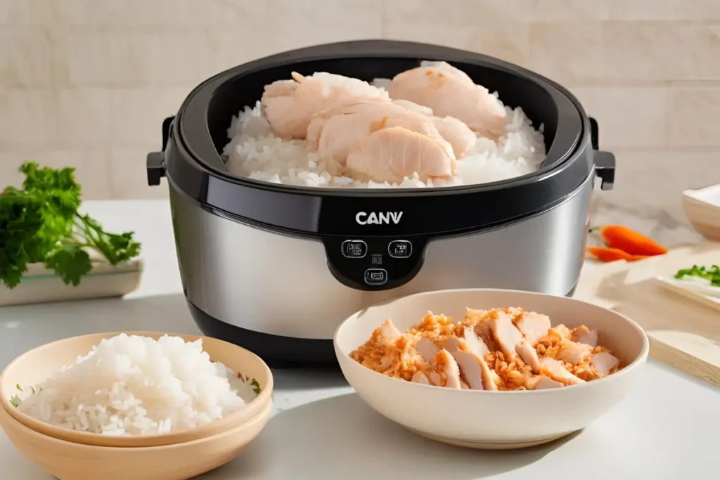 Step-by-step chicken rice cooker recipe	