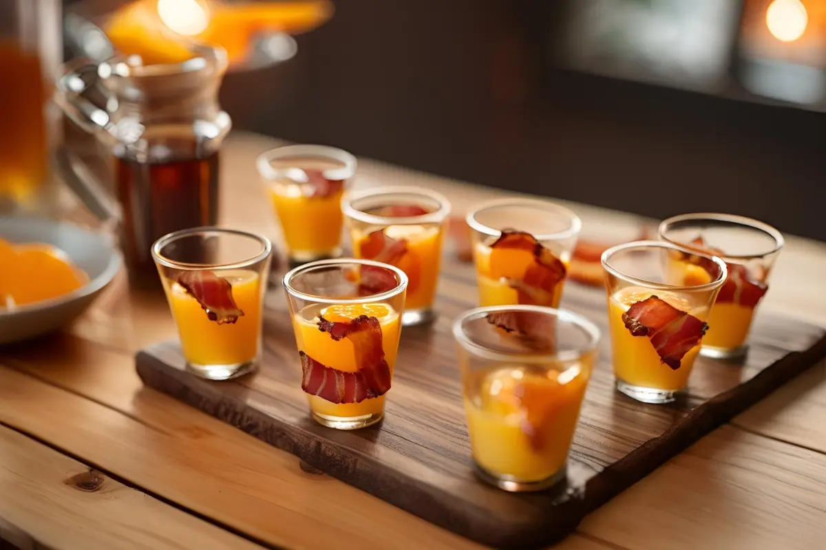 Breakfast shots with garnishes