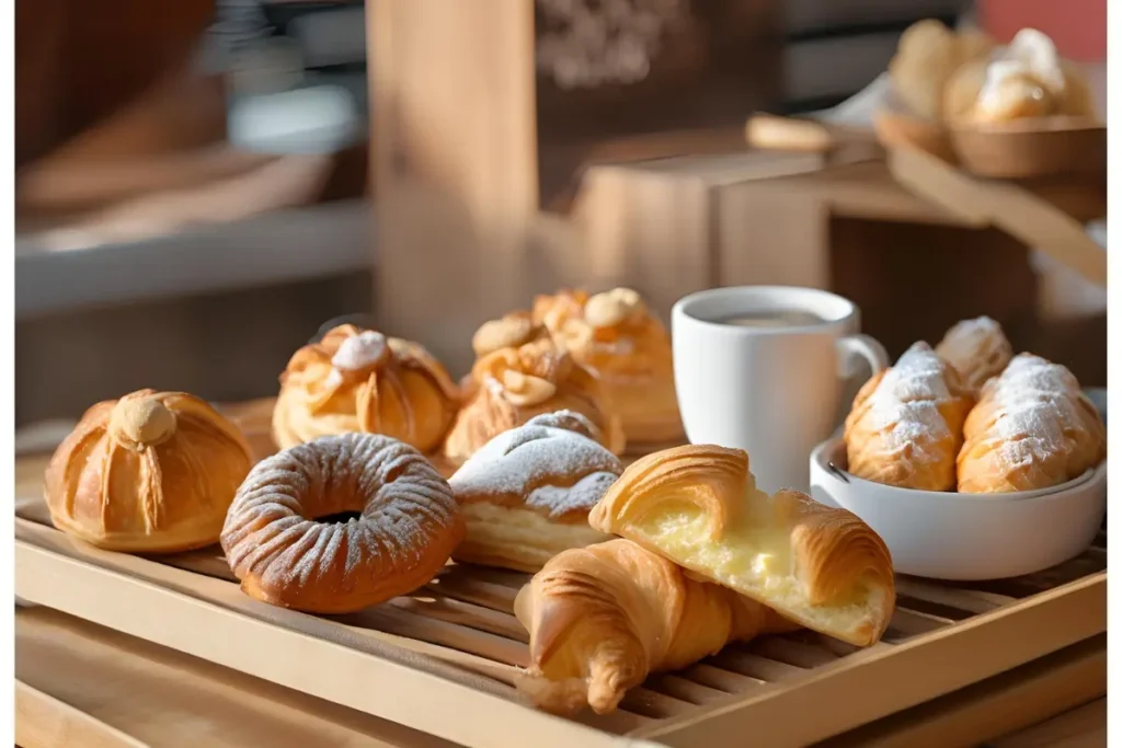 Italian breakfast pastries display