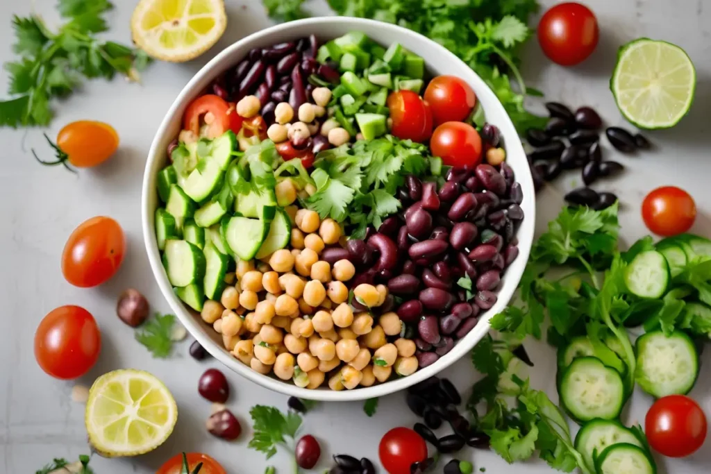 Dense bean salad bowl