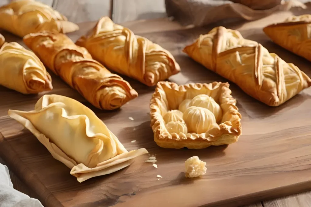 Four basic pastries on a table