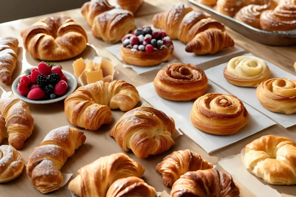 Breakfast pastries on a table	