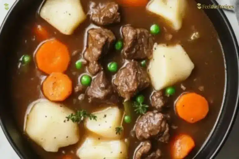 Delicious crockpot beef stew with tender meat and vegetables