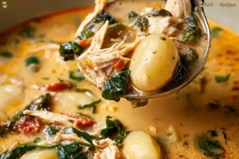 Creamy Marry Me Chicken Gnocchi Soup in a bowl with fresh herbs