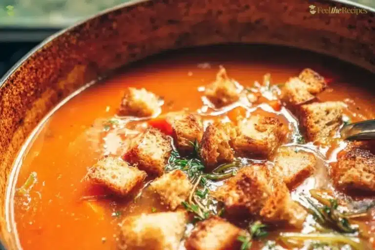 Image of delicious sheet pan soup with colorful vegetables and broth