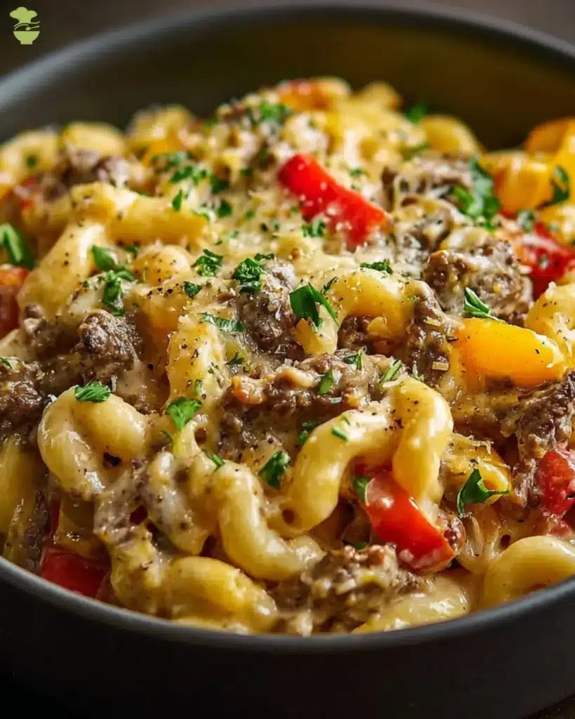 easy Philly Cheesesteak Mac & Cheese