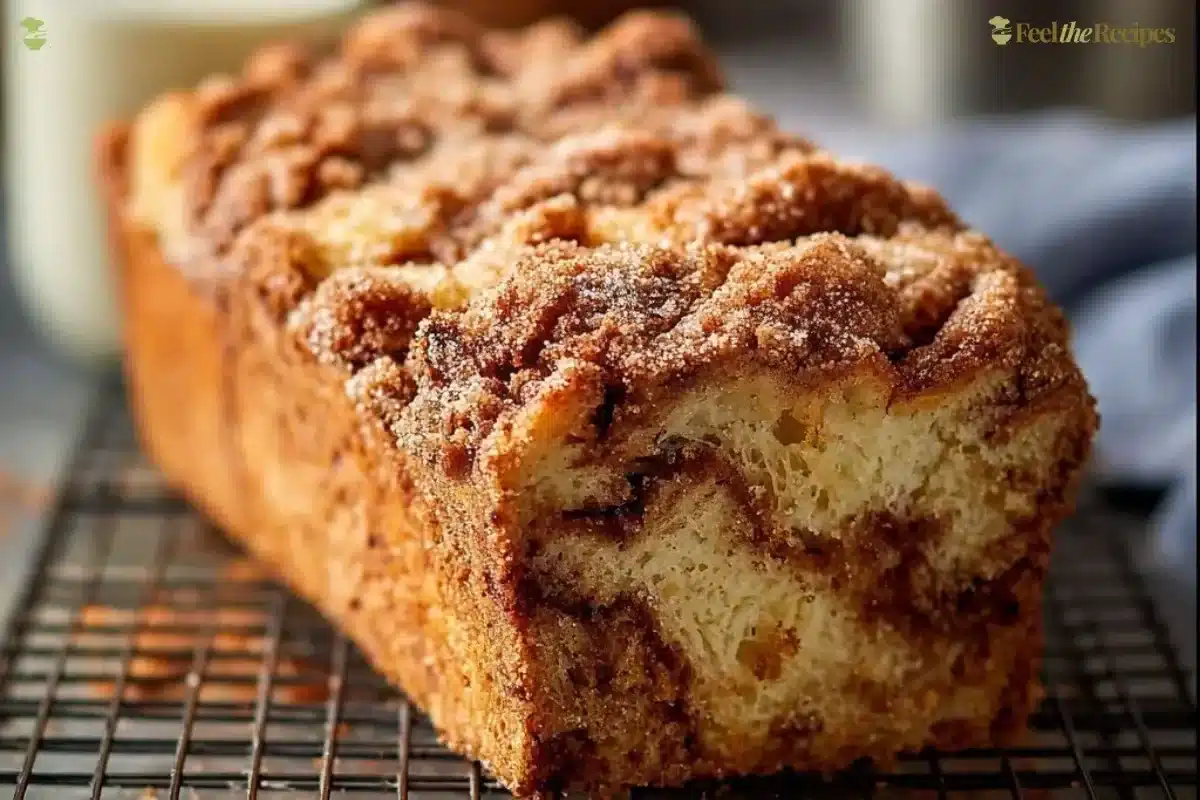 Freshly baked apple bread with chunks of apples and spices