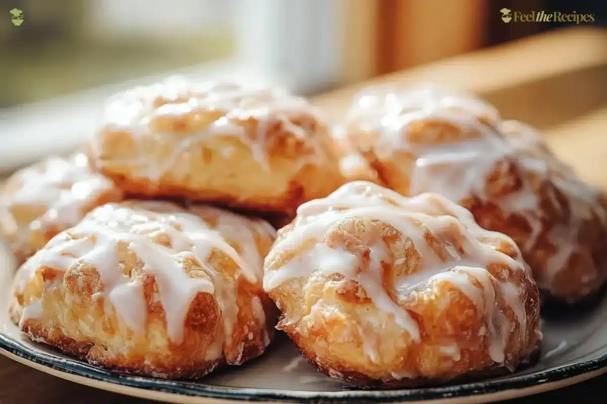 Delicious baked apple fritters drizzled with sweet glaze