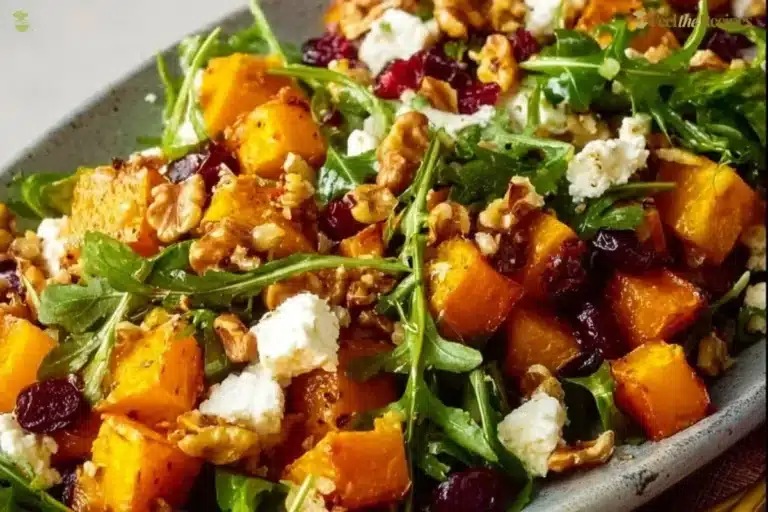 Butternut squash feta salad with vibrant colors and fresh ingredients