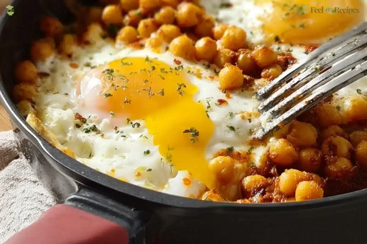 Chickpea fried eggs served on a plate with garnishes