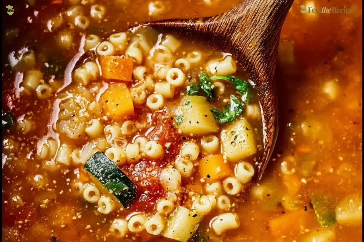 Bowl of classic Italian pastina soup with fresh herbs and vegetables