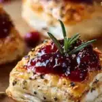Deliciously baked Cranberry Brie Bites with a crispy pastry shell