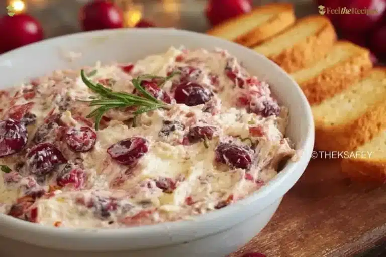 Cranberry Cream Cheese Dip served in a bowl with crackers on the side