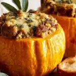 Ground turkey and brown butter sage stuffed mini pumpkins recipe