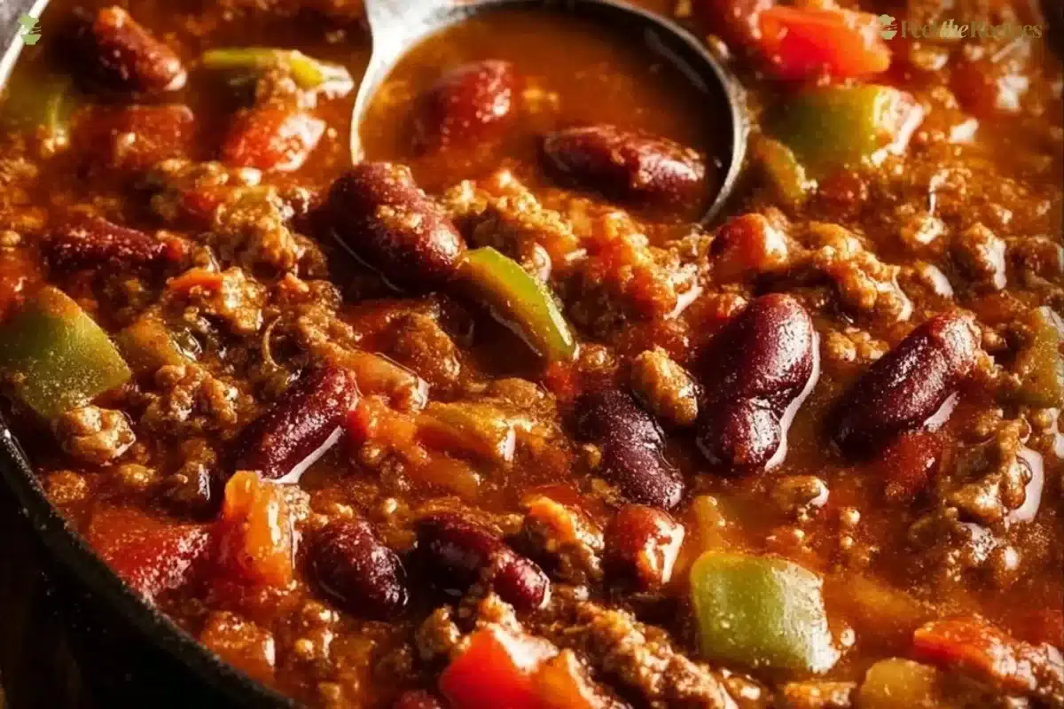 Bowl of homemade chili topped with cheese and onions