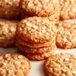 Low sugar applesauce oatmeal cookies on a plate, healthy dessert option