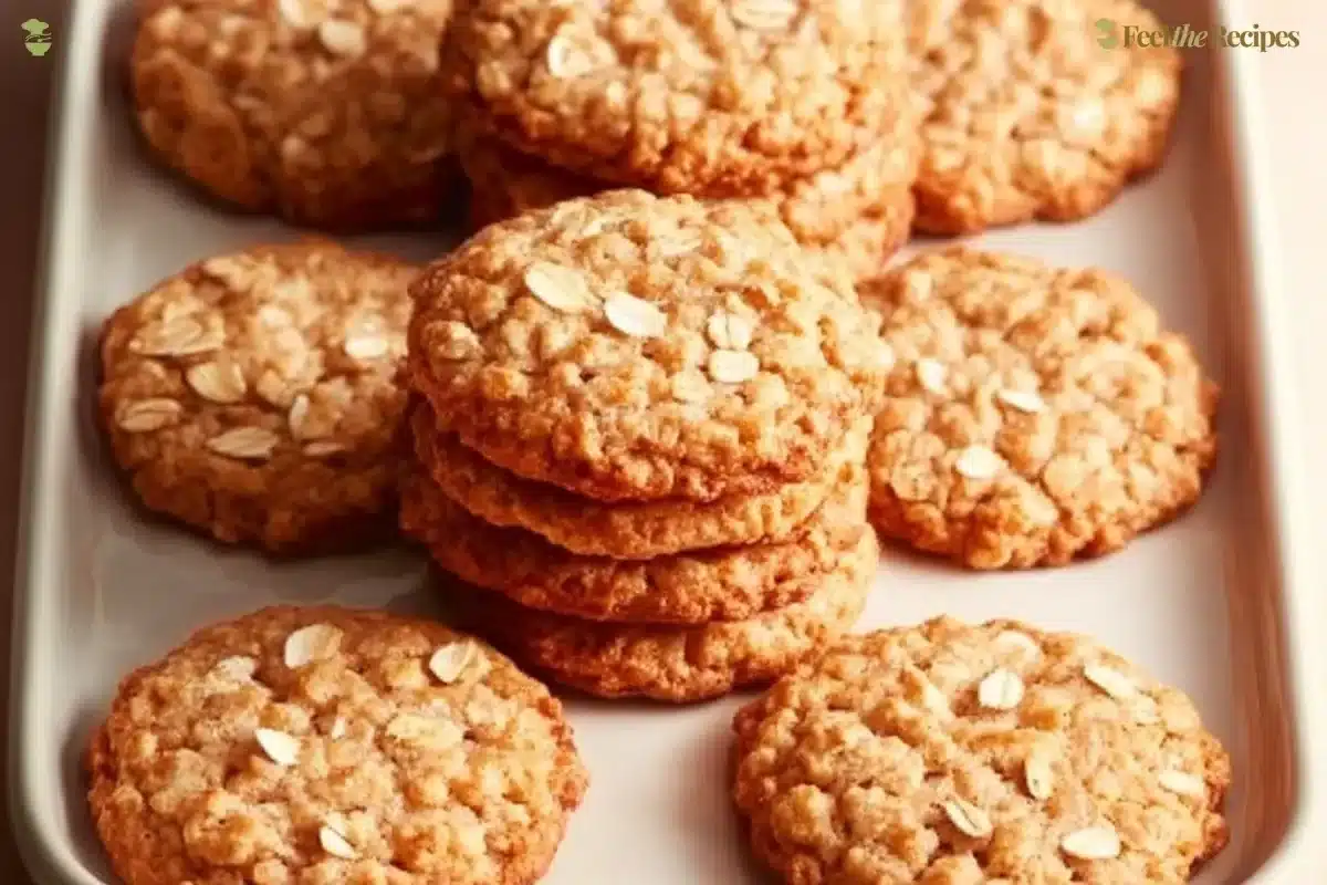 Low sugar applesauce oatmeal cookies on a plate, healthy dessert option