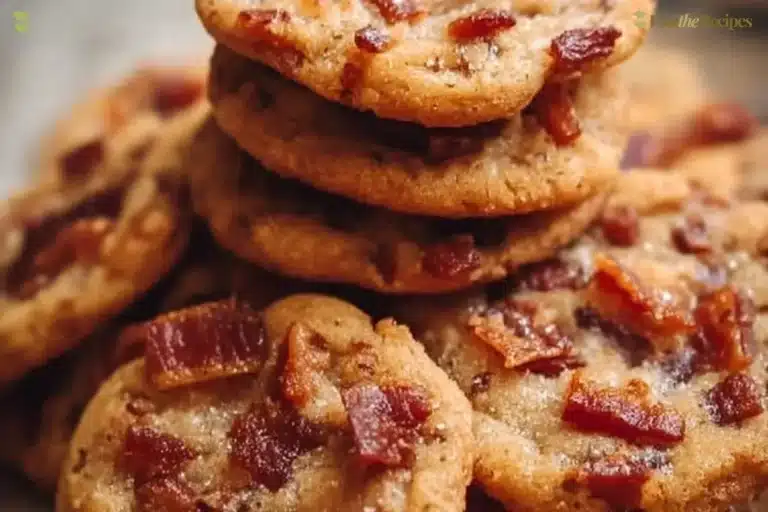 Delicious maple bacon cookies with crispy bacon bits and a sweet glaze