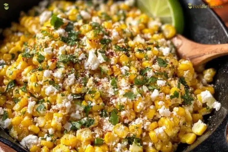 Delicious Skillet Mexican Street Corn served in a bowl with toppings