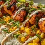 Delicious Street Corn Chicken Rice Bowl with grilled chicken and fresh toppings