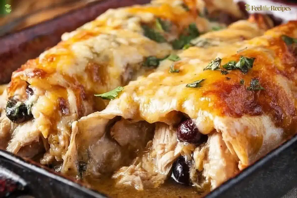 Delicious Thanksgiving Enchiladas with turkey and festive toppings.