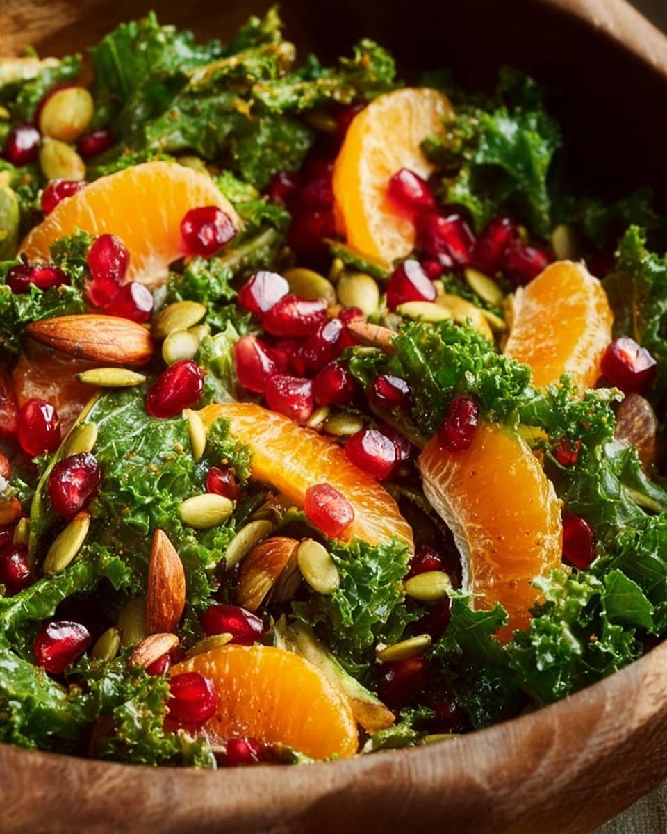 Citrus Pomegranate Kale Salad with Honey-Lemon Vinaigrette