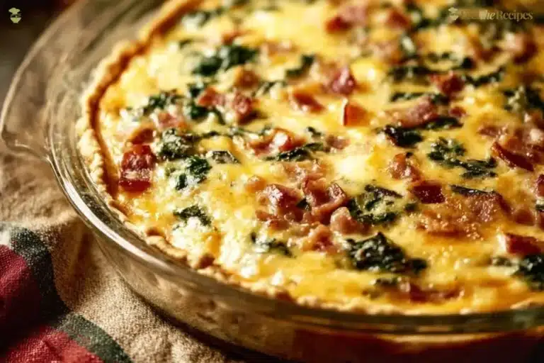 Delicious slice of Christmas Quiche displayed on a festive table