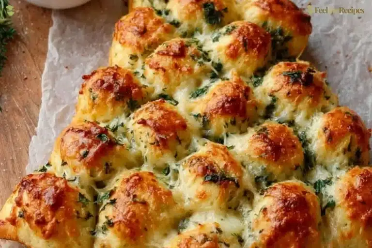 Cheesy Christmas Tree Bread, a festive and delicious holiday treat