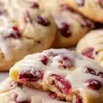 Chewy Christmas cranberry orange cookies on a festive plate