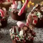 Delicious chocolate hot cups topped with whipped cream and cocoa powder.