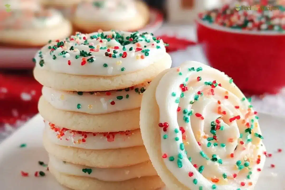 Delicious Christmas sugar cookies inspired by Crumbl recipe
