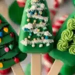 Festive Christmas tree cake pops decorated for holiday celebrations